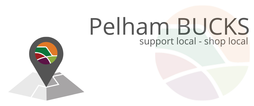 round pelham logo with text Pelham Bucks Support Local Shop Local