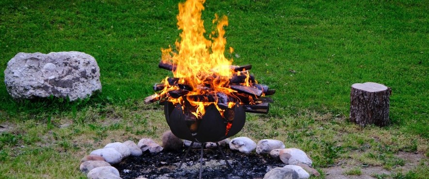 fire in a controlled fire pit