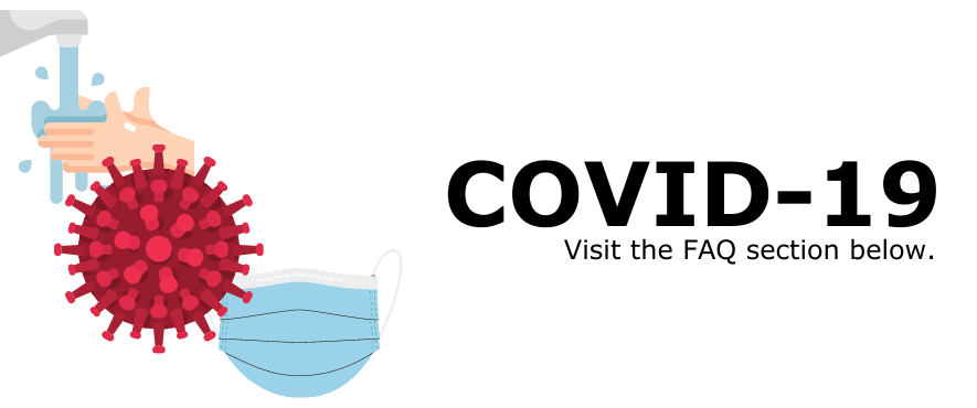 hand washing virus image medical mask COVID-19 text, visit FAQ for more information 