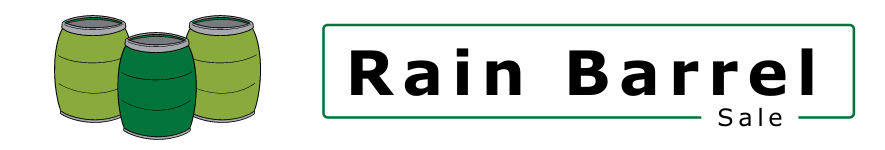 Rain barrel sale with three graphics of rain barrels