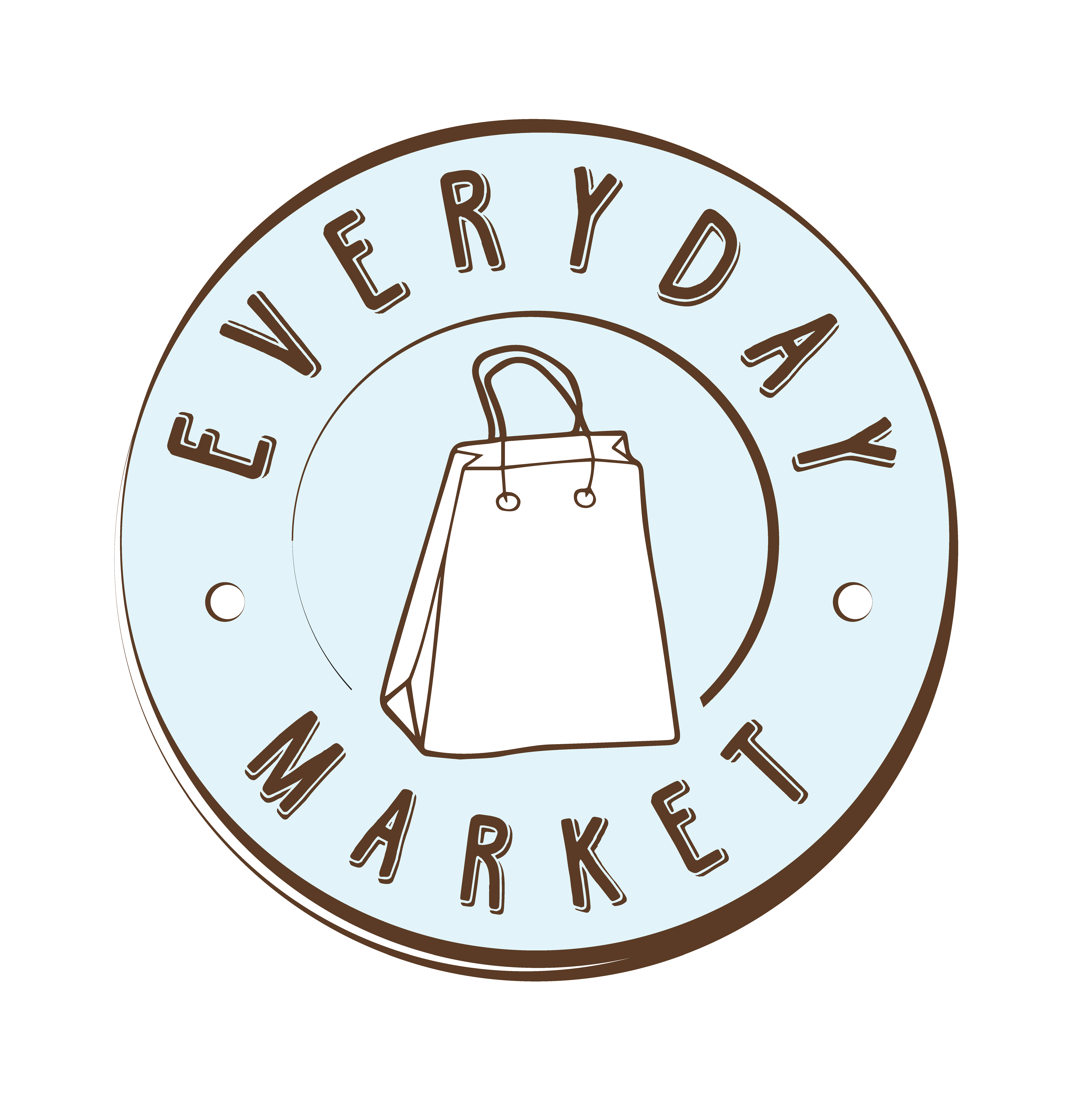 Everyday Market logo blue circle with white shopping bag