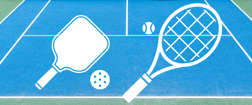 Tennis and pickleball graphic on court image