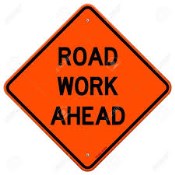 Road Work Ahead street sign