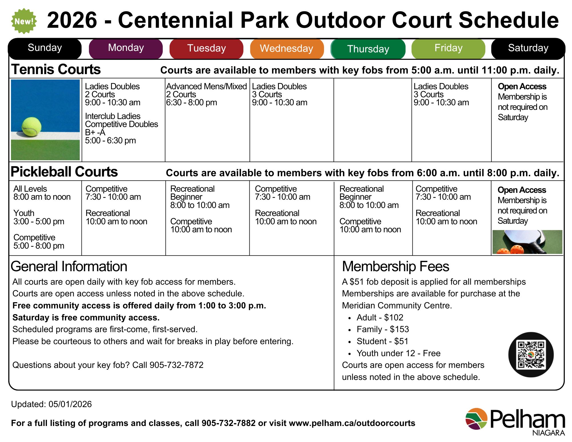 2026 Centennial Park Outdoor Court Schedule